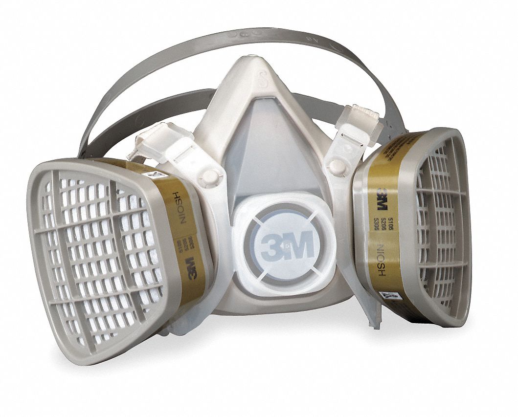 Half Mask Respirator, 5000 Series Series, S, Cartridges Included Mutli ...