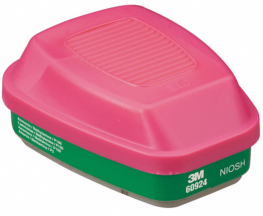Combination Cartridge/Filter: Ammonia (AM)/Methylamine (MA)/P100, Green/Magenta Color, Bayonet, 2 PK
