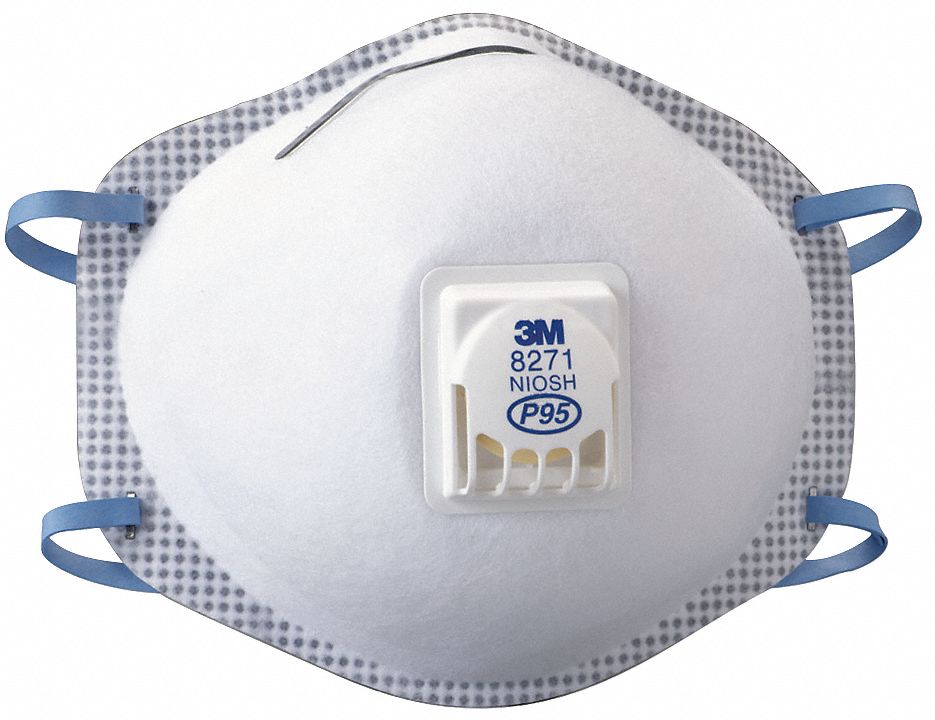 RESPIRATEUR JETABLE AVEC SOUPAPE, UNIVERSEL, PP/PVC/POLYESTER/POLYISOPRÈNE, P95, 10/BOÎTE