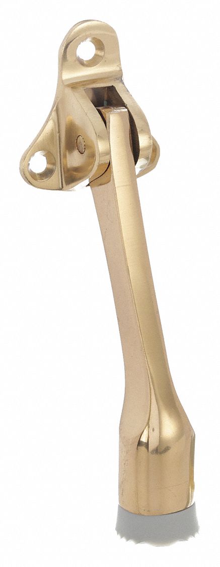 Lever Door Holder: Door - Mounted, 1 5/8 in Wd, 4 in Overall Ht, Brass