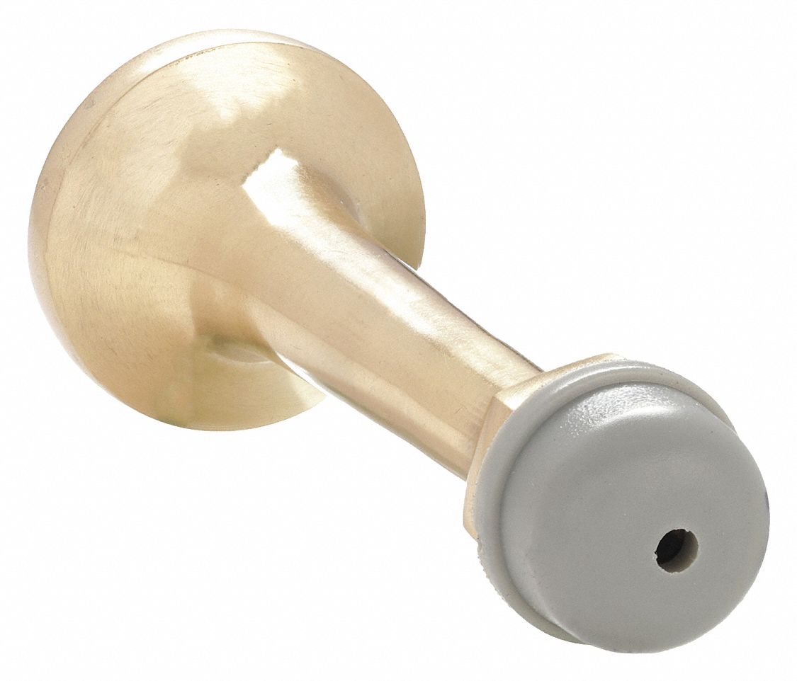 Door Stop: Wall - Mounted, 3 in Lg, Brass