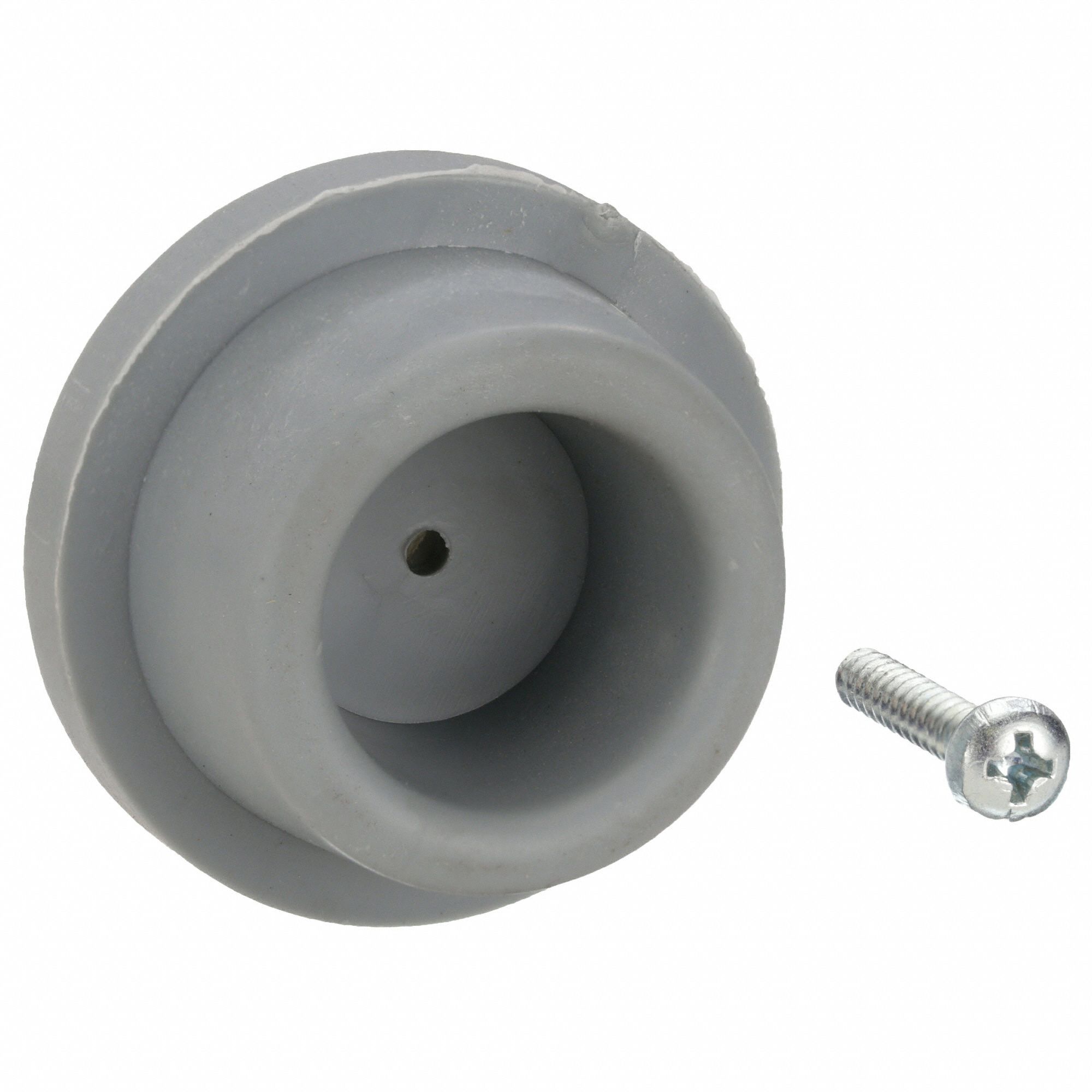 GRAINGER APPROVED Rubber, Concave Door Stop, Wall Mount, 17/8 in Base