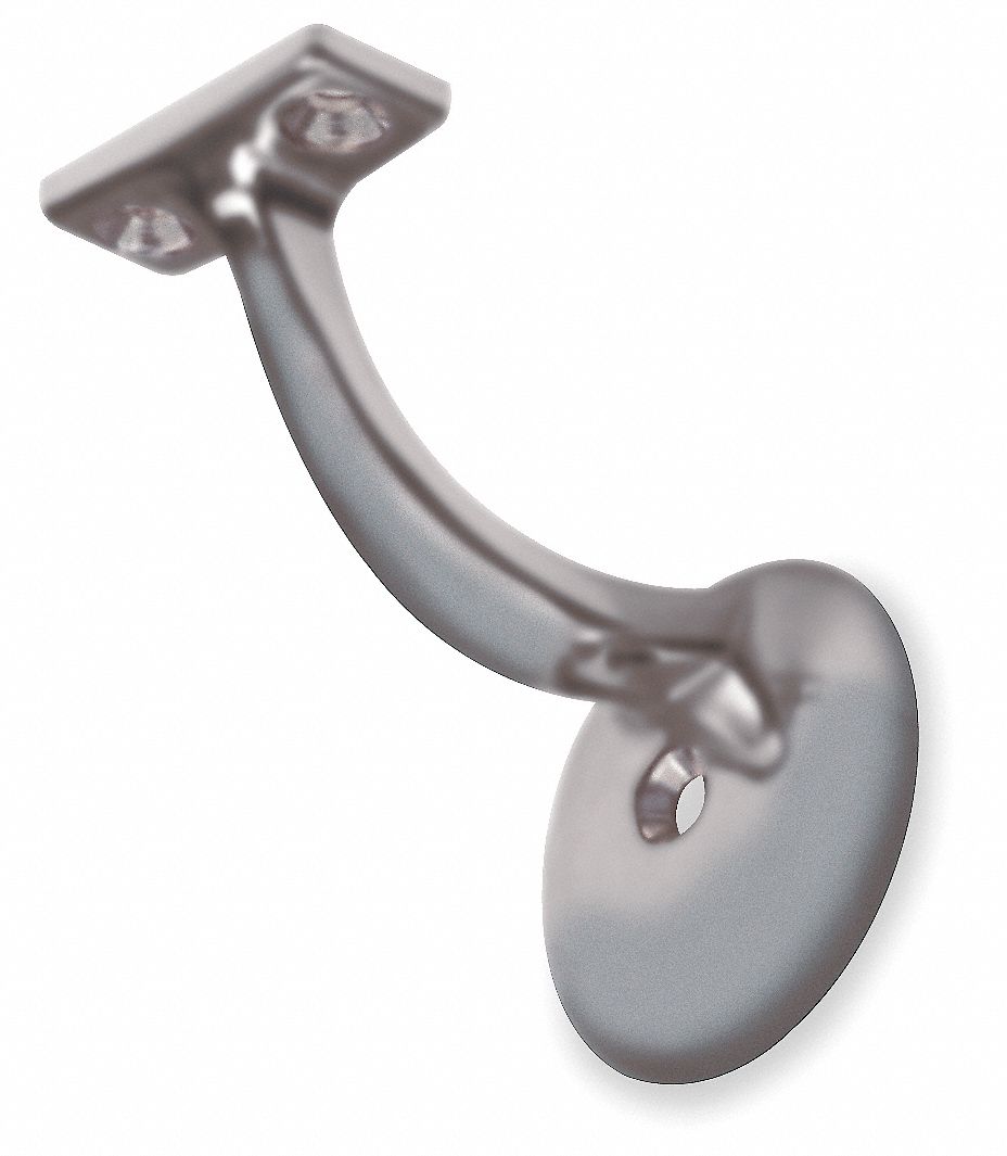 GRAINGER APPROVED Handrail Bracket Aluminum, Natural, Chrome, 3 in Ht