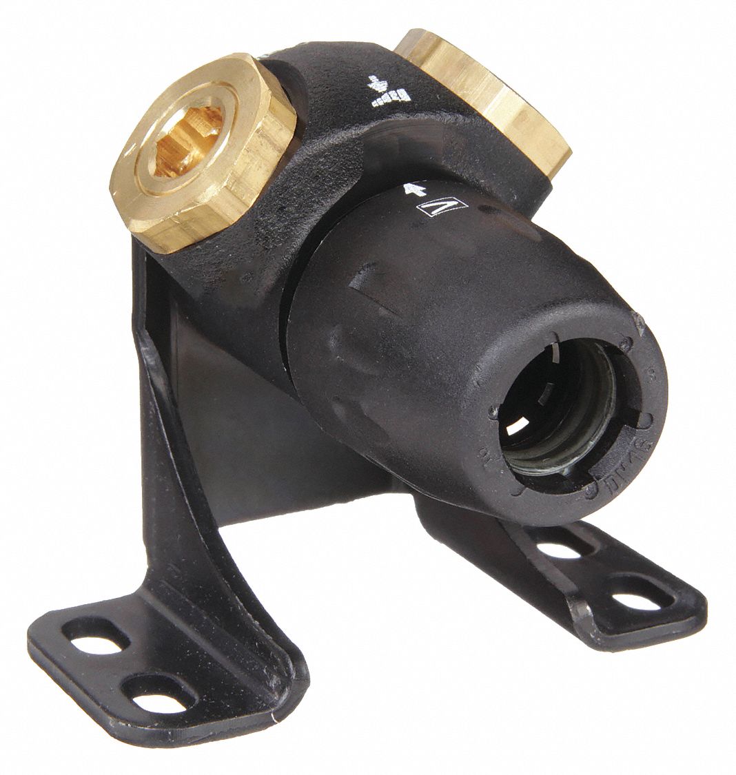 TUBING FITTING: BRASS, PUSH-TO-CONNECT X NPT X NPT, FOR 16½ MM TUBE OD, BLACK, 2 IN L