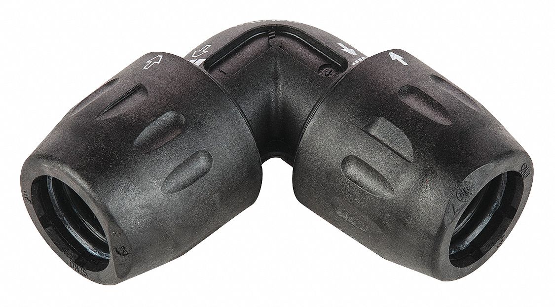 PARKER Polyamide 90° Elbow Tubing Fitting, Black 4JMJ96602 17 00