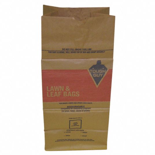 TOUGH GUY Compostable Trash Bag, 30 gal, Paper, Flat Pack, Brown, PK 5
