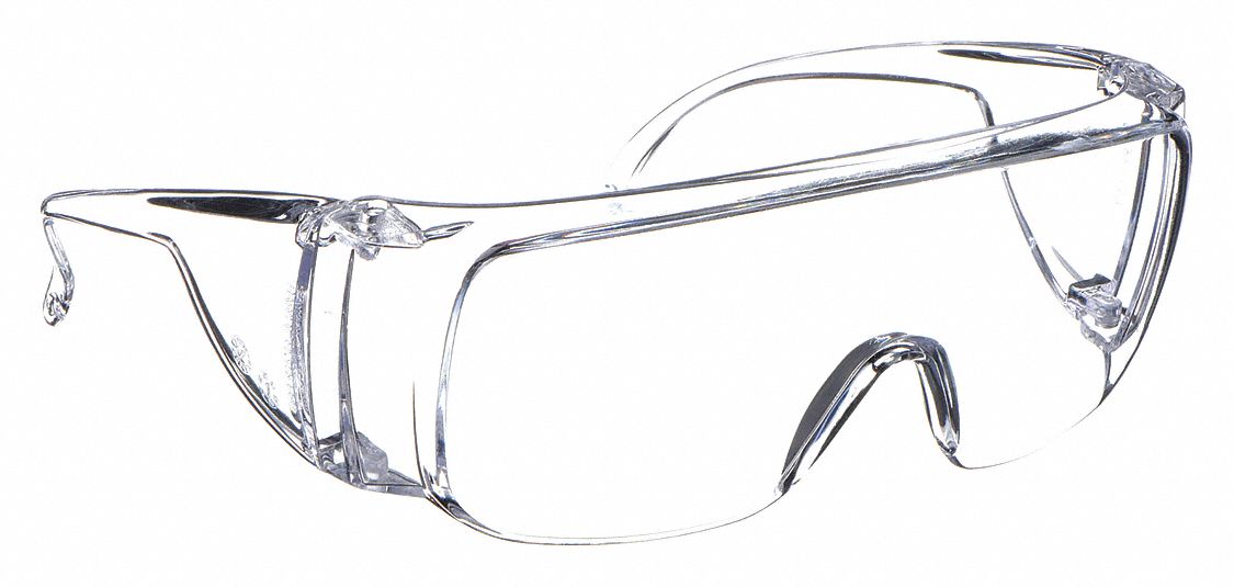 SAFETY GLASSES, FRAMELESS, OTG, POLYCARBONATE, CLEAR, M, UNISEX