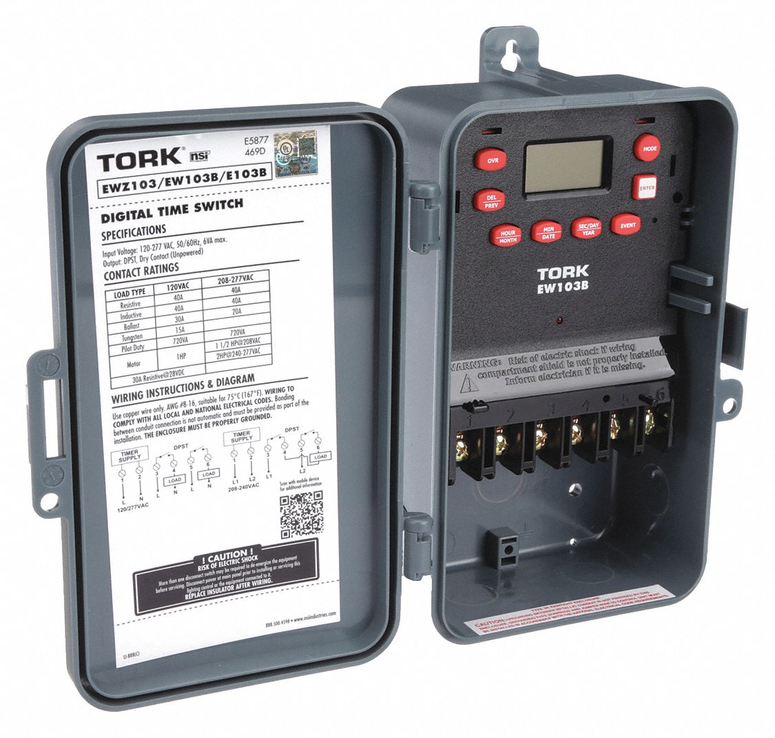 TORK, 1 Channels, 120 to 277V AC, Electronic Timer 4JNE8EW103B