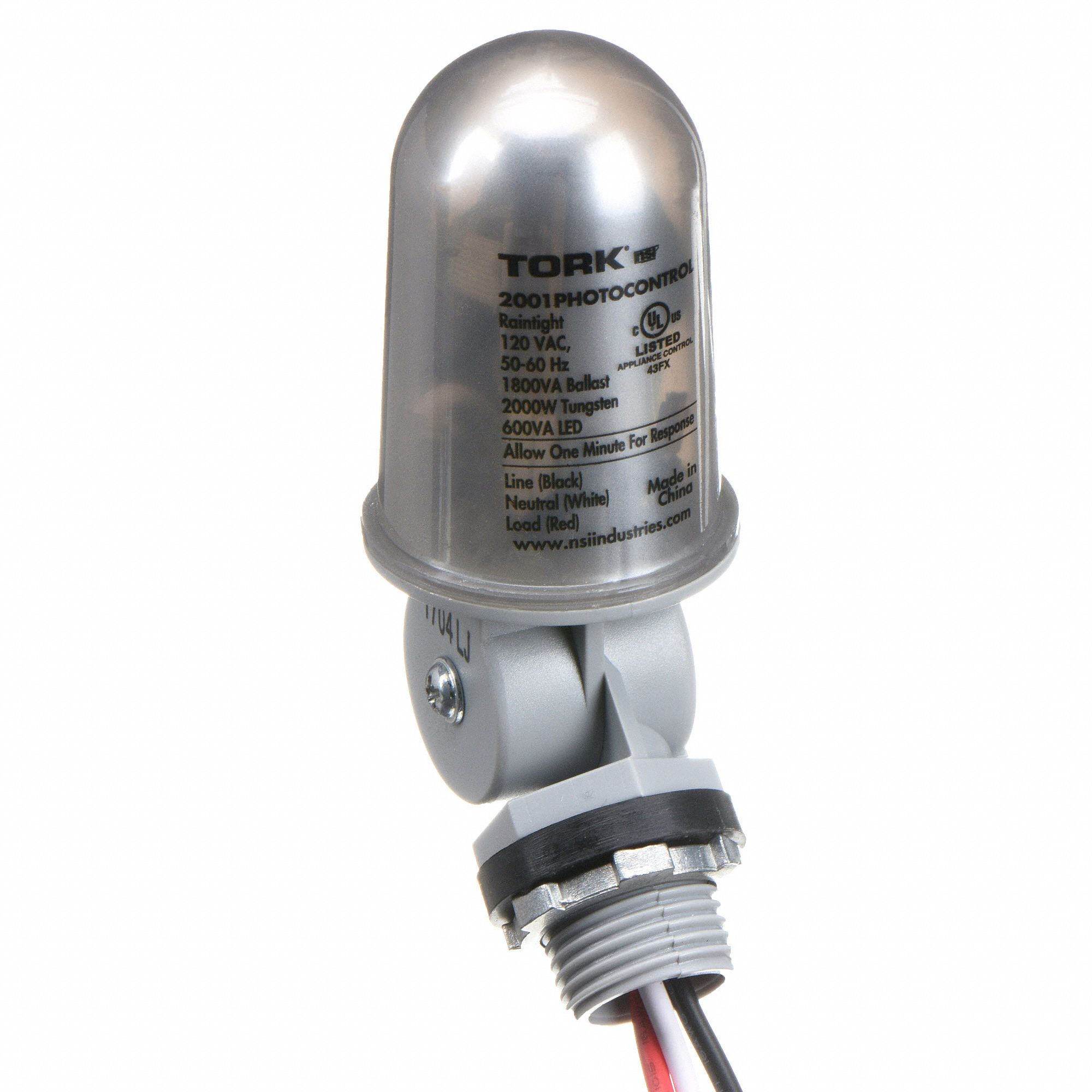 TORK Photocontrol, 120V AC Voltage, 2,000 Max. Wattage, 1/2 in Conduit