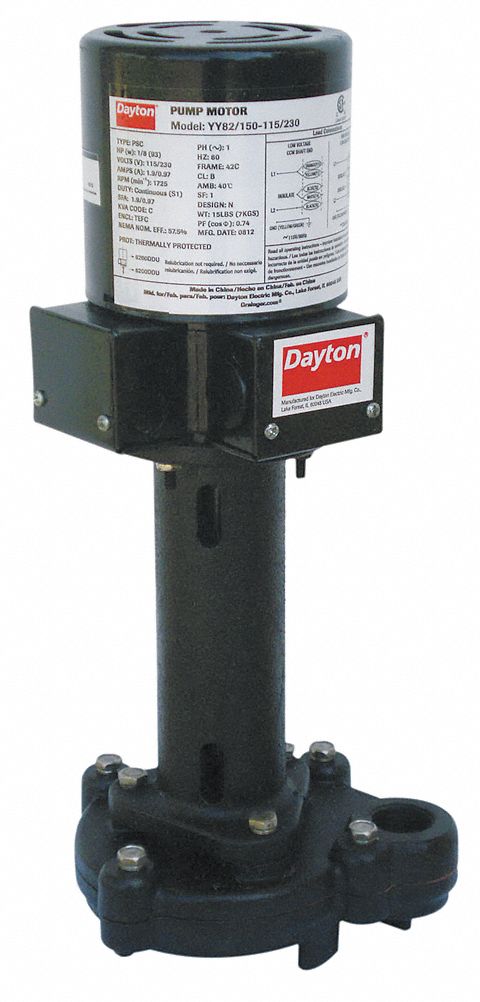 Machine Tool Pump: 1/8 hp, 115/230V AC, 500 SUS Max Visc, 12.5 gpm Max Flow, NPT Connection