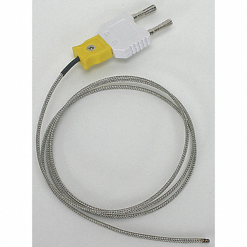 GRAINGER APPROVED Sonda de Temperatura de Cable Tipo Cuenta Sonda de Temperatura de Cable con Cuentas Miniatura con Adaptador para Conector Banana, Elemento de Medicion Termopar Rango de Temperatura (F) -58°