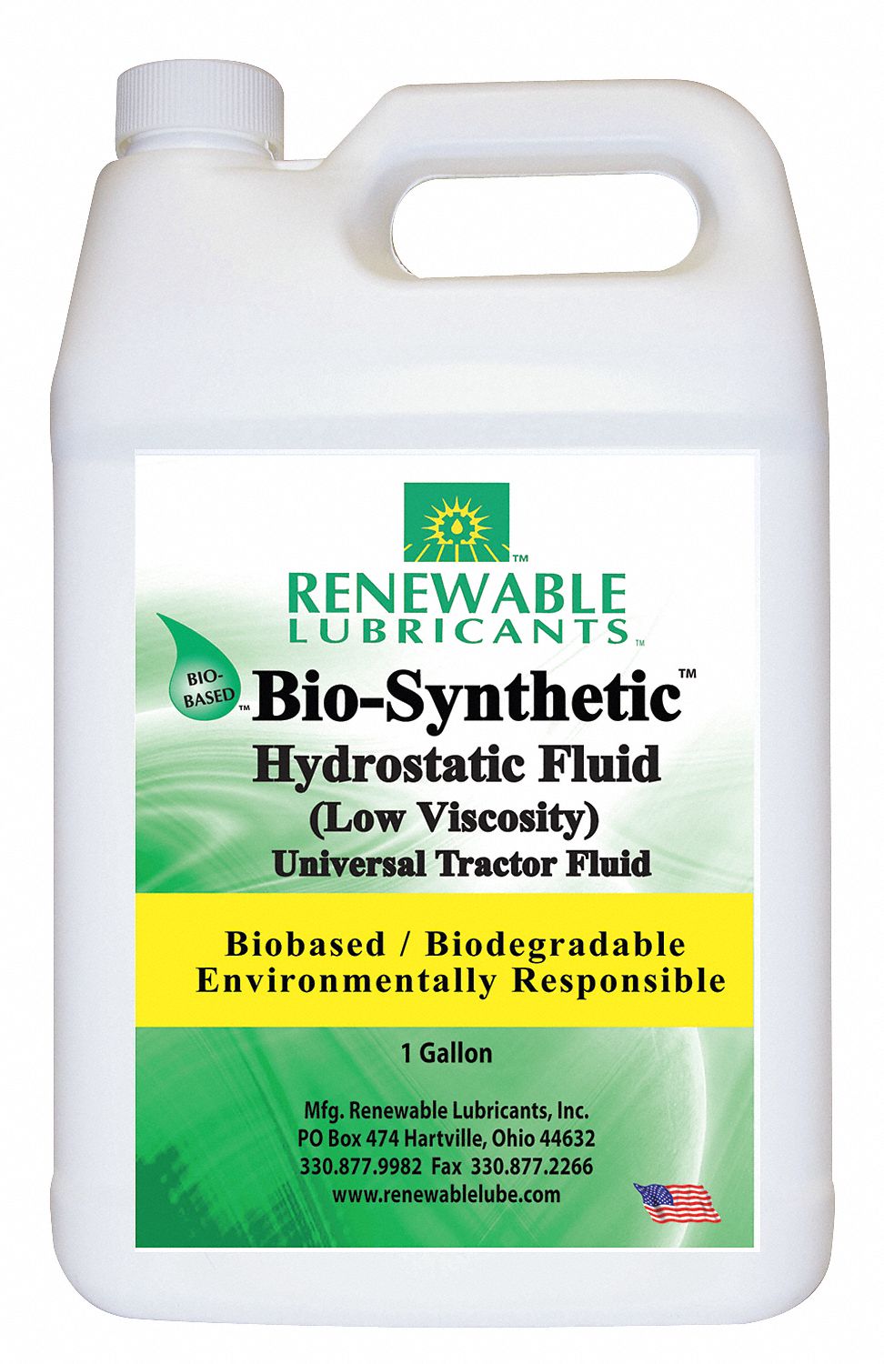 RENEWABLE LUBRICANTS Vegetable Oil Hydraulic Oil, 1 gal Jug, ISO