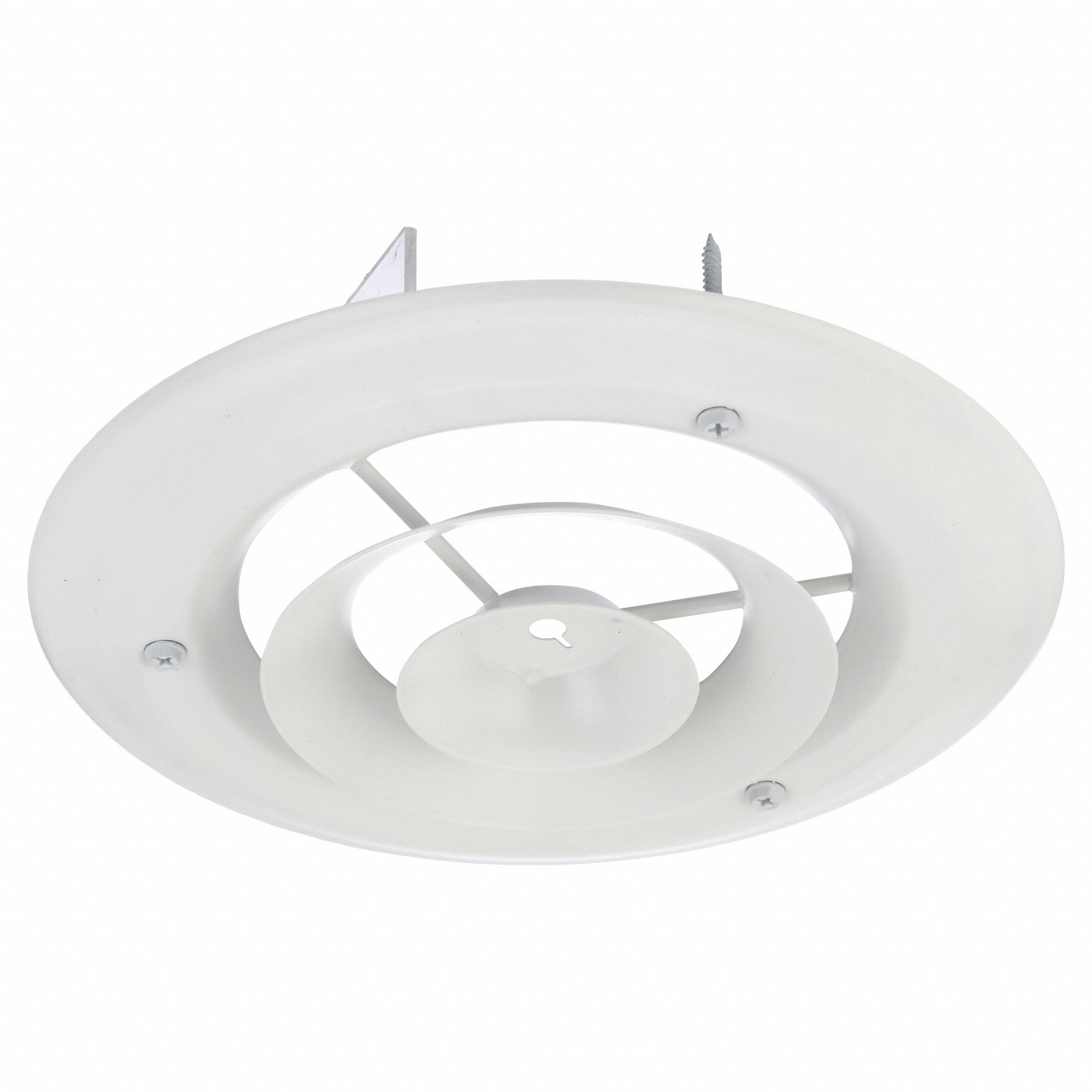 DIFFUSER, CEILING/WALL, 8½ IN DIAMETER, SURFACE MOUNT, 6 IN DUCT, STEEL, ROUND CONE, WHITE