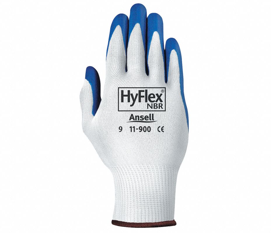HYFLEX Guantes Recubiertos Completa Nitrilo/Nylon Azul/Blanco 6 ...