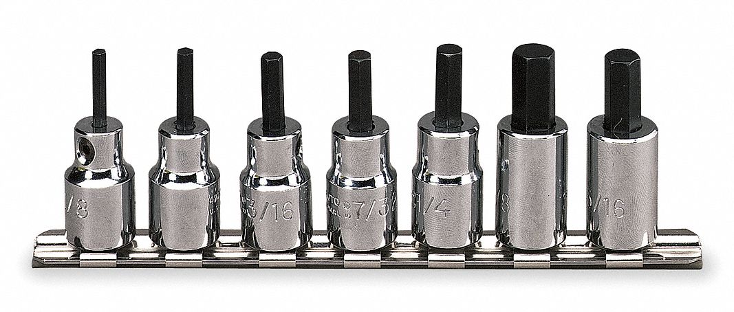 SOCKET SET HEX BIT SHT 3/8DR 7PCE