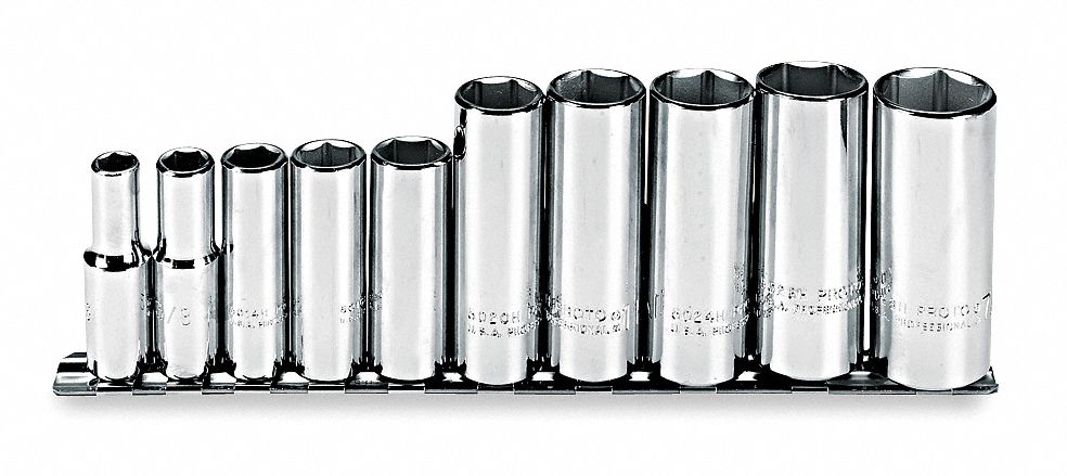 SOCKET SET DEEP 6PT 3/8DR 10PC