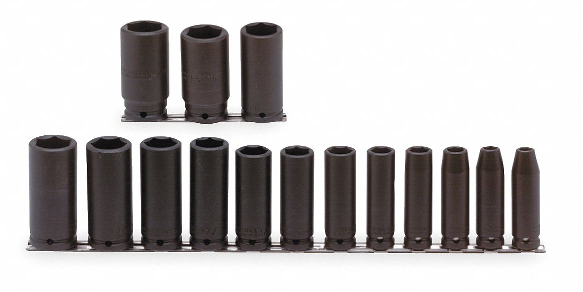 SOCKET IMPACT SET 1/2 DR 15PC