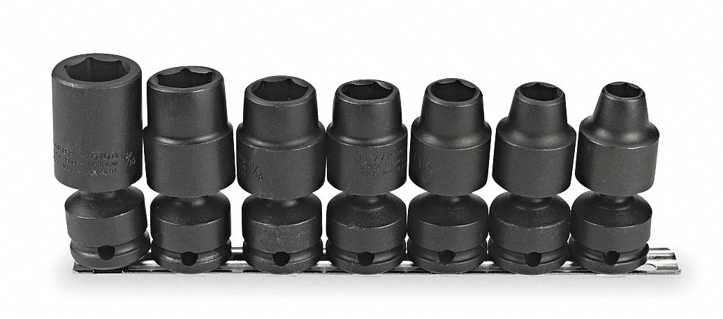 PROTO, 1/2 in Drive Size, 7 Pieces, Impact Socket Set