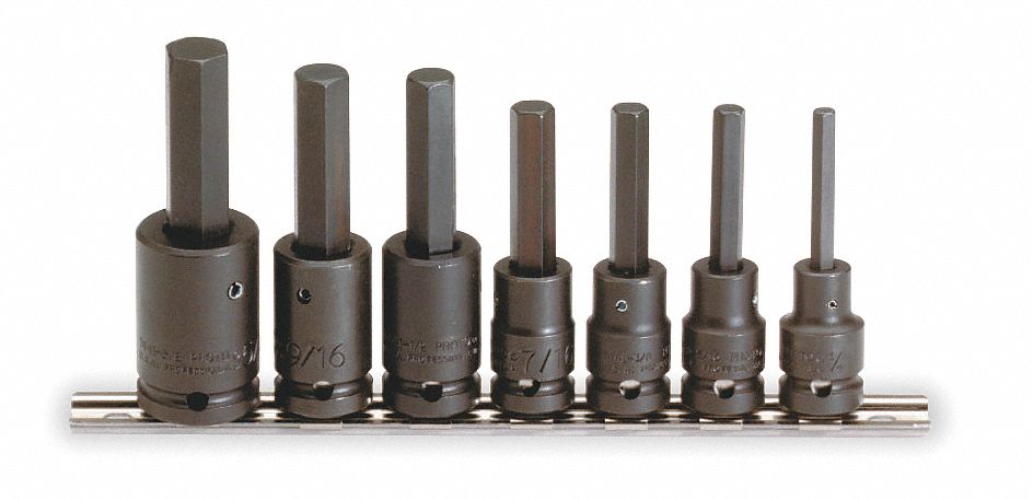 4JX16 - Impact Bit Socket Set 1/2In Dr 6 Pt 7 Pc