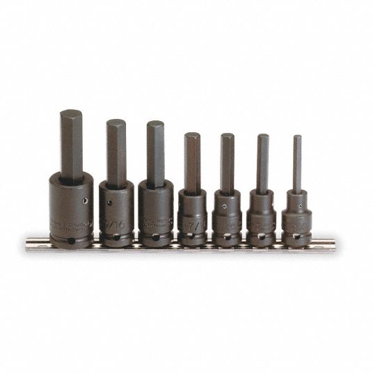 PROTO, SAE, 1/2 in Drive Size, Impact Socket Bit Set - 4JX16|J74152 ...