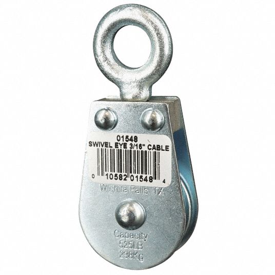 4JX64 Pulley Block, Swivel Eye, 525 lb.