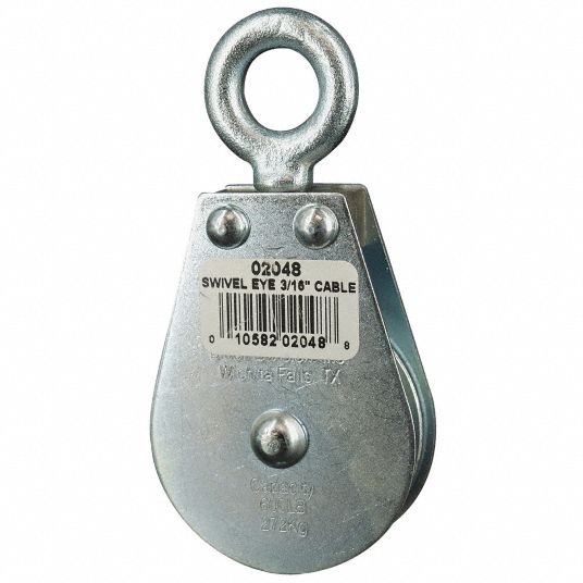 3” Swivel Hook Pulley; 1/4; Latch; Snatch; 1/4 Rope