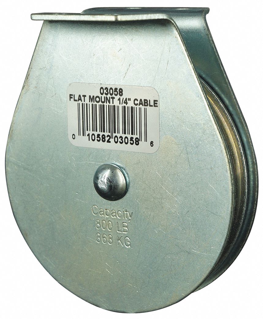 GRAINGER APPROVED Pulley Block, Designed For Wire Rope, 1/4 in Max. Cable Size, 3 in Sheave