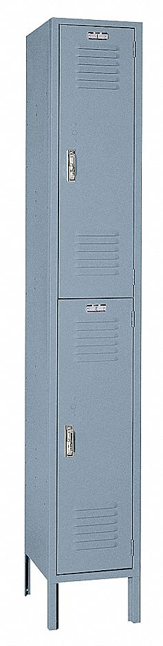 Wardrobe Locker: 12 in x 12 in x 78 in, Louvered, 2 Tiers, 1 Units Wide, Padlock Hasp, Gray