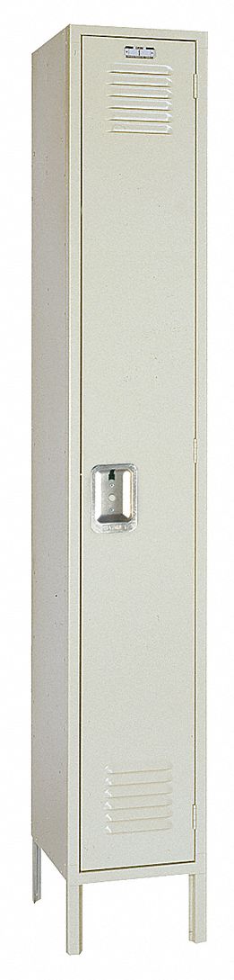 Wardrobe Locker: 12 in x 12 in x 78 in, Louvered, 2 Tiers, 1 Units Wide, Padlock Hasp, Tan, Tan