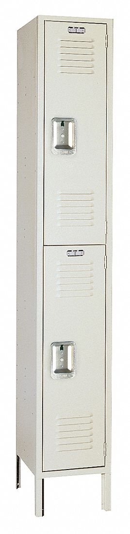 Wardrobe Locker: 12 in x 12 in x 66 in, Louvered, 2 Tiers, 1 Units Wide, Padlock Hasp, Tan, Tan