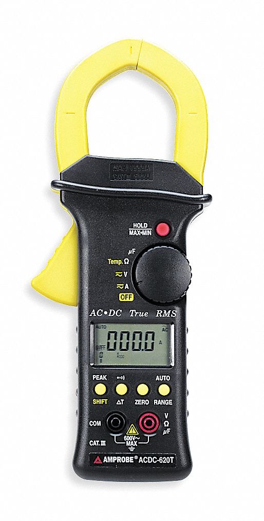 Digital Clamp On Ammeter, 40° to 2502°F Temp. Range, 2.0 in (51 mm