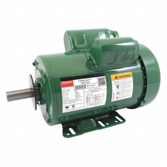 DAYTON High Torque Farm Duty Motor: 2, 1,725 Nameplate RPM, 115/230V AC,  56HZ, Manual, Keyed