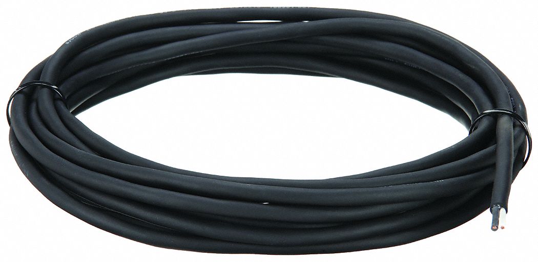 PORTABLE CORD, 2 CONDUCTORS, 14 AWG WIRE SIZE, RUBBER, BLACK, 25 FT L, 300 VOLT