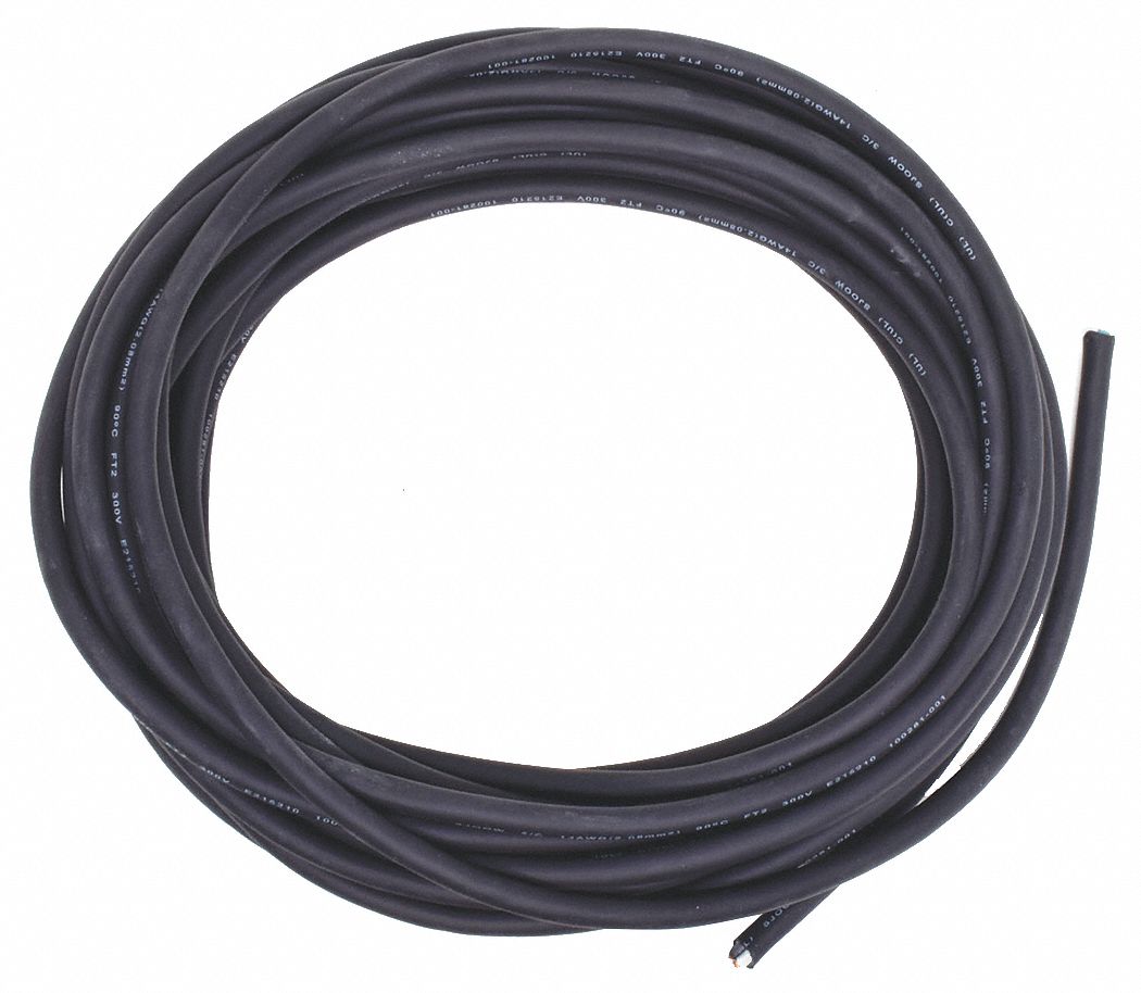 PORTABLE CORD, 3 CONDUCTORS, 14 AWG WIRE SIZE, RUBBER, BLACK, 50 FT L, 300 VOLT