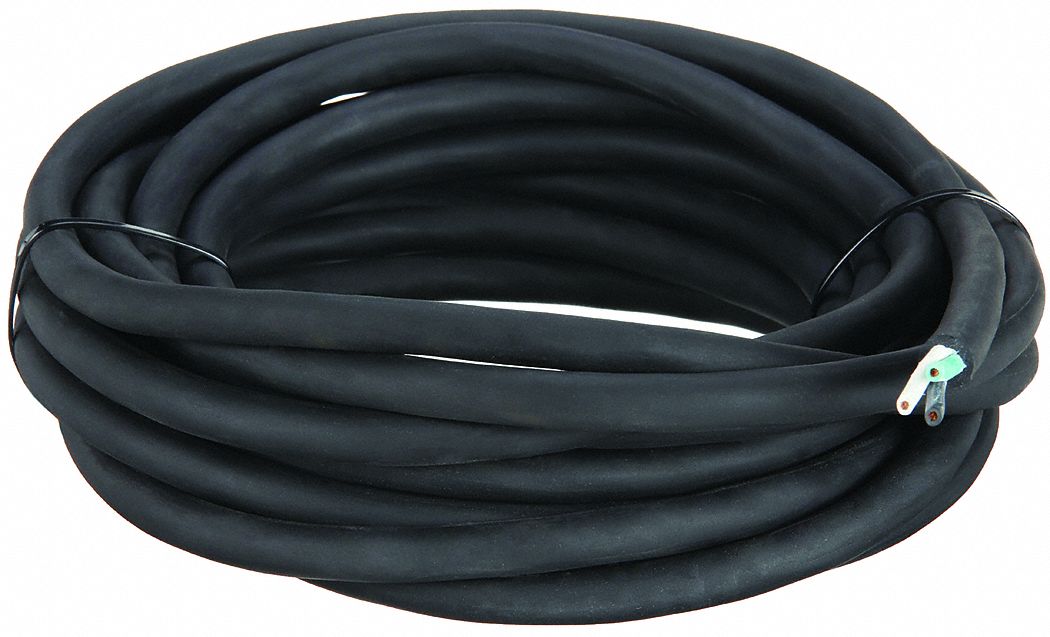 PORTABLE CORD, 3 CONDUCTORS, 14 AWG WIRE SIZE, RUBBER, BLACK, 25 FT L, 600 VOLT