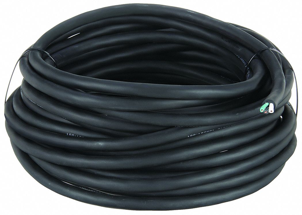 PORTABLE CORD, 3 CONDUCTORS, 12 AWG WIRE SIZE, RUBBER, BLACK, 50 FT L, 600 VOLT