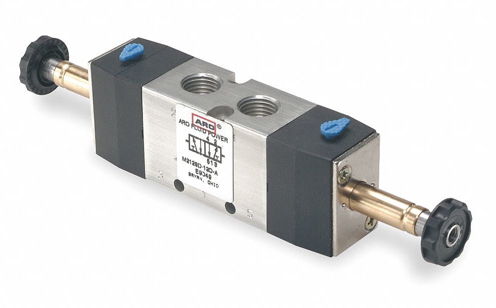 Solenoid Air Control Valve: Four-Way / Two-Position, DIN Solenoid Connector, Aluminum, Single