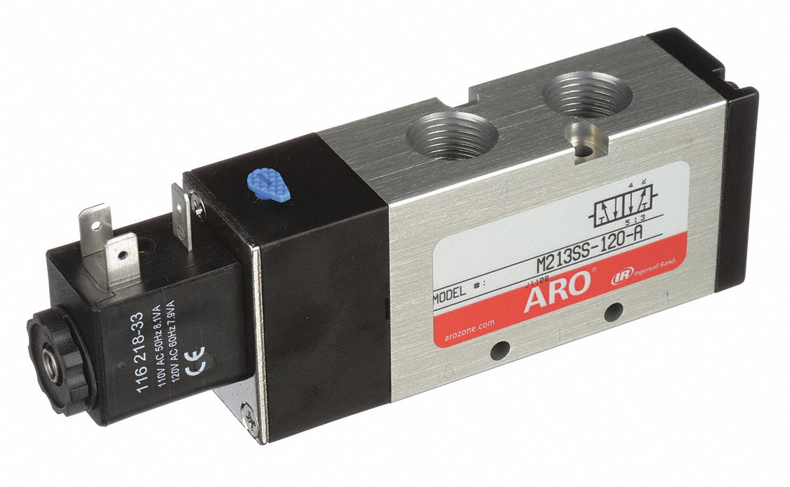 Solenoid Air Control Valve: MaxAir, Four-Way / Two-Position, 120V AC, 3/8 in Female NPT