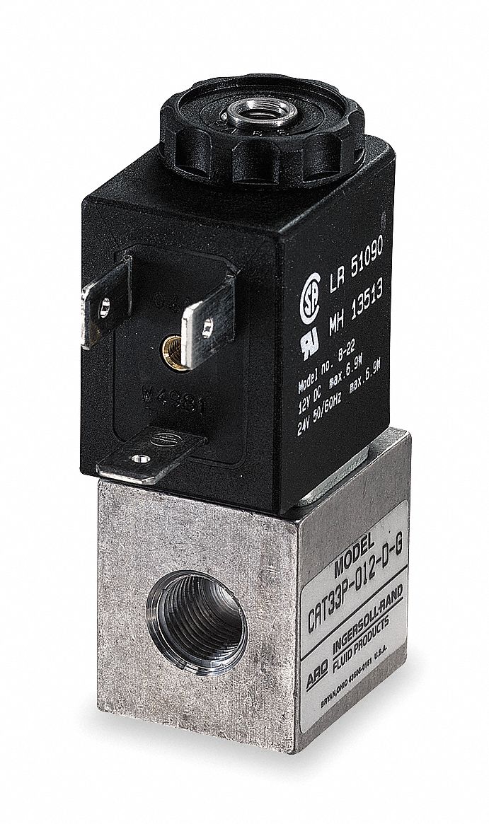 Solenoid Air Control Valve: CAT, Three-Way / Two-Position, 24V DC, 1/8 in Female NPT