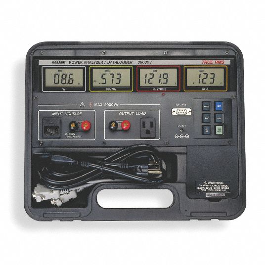 EXTECH Power Analyzer/Datalogger, 2000W, 20A 4KC20380803 Grainger
