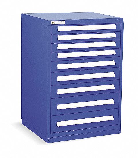 Modular Drawer Cabinet: 30 in x 27 3/4 in x 44 in, 9 Drawers, 231 Compartments, Dark Blue