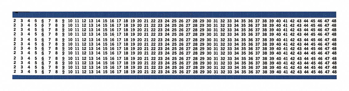 Wire Marker: 0 to 49, Black on White, 3, 750 Labels, Vinyl, -40°F to 212°F, 25 PK