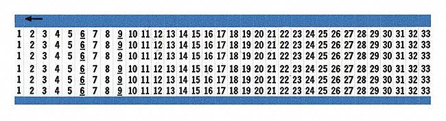 Wire Marker: 1 to 33, Black on White, 825 Labels, Vinyl Cloth, -40°F to 176°F, 25 PK