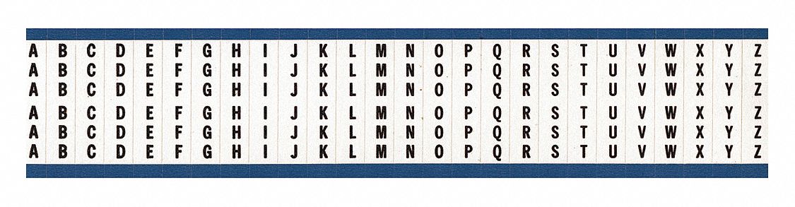 Wire Marker: A to Z, Black on White, 650 Labels, Vinyl Cloth, -40°F to 176°F, 25 PK