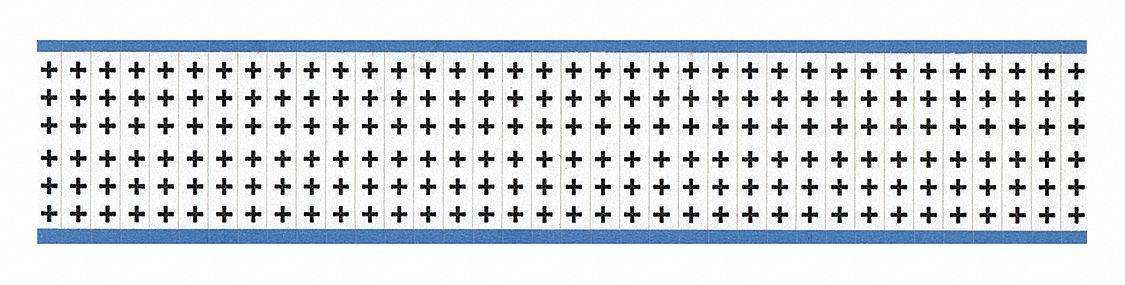 Wire Marker: + (Plus), Black on White, 900 Labels, Vinyl Cloth, -40°F to 176°F, 25 PK