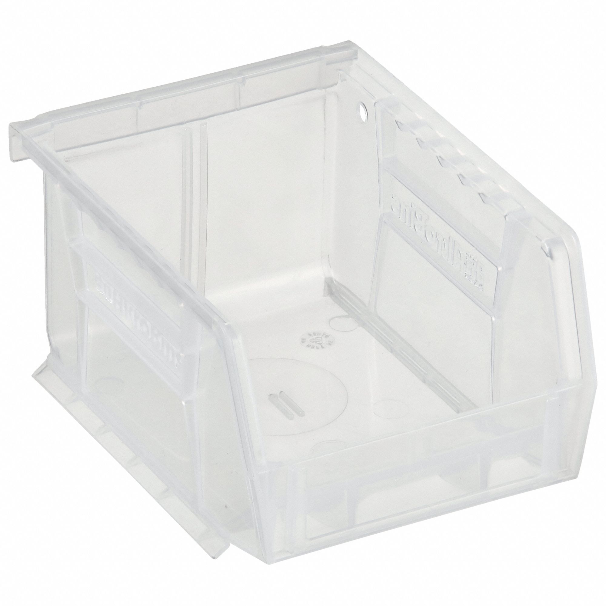 HANG AND STACK BIN, 4⅛ IN X 5⅜ IN X 3 IN, CLEAR, LABEL HOLDERS, 10 LB LOAD CAPACITY