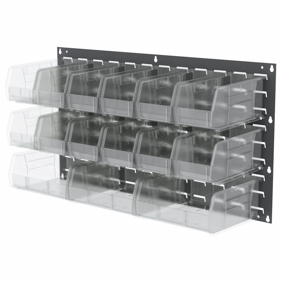 AKROMILS Hang and Stack Bin, Clear, 10 7/8 in Outside Length, 11 in