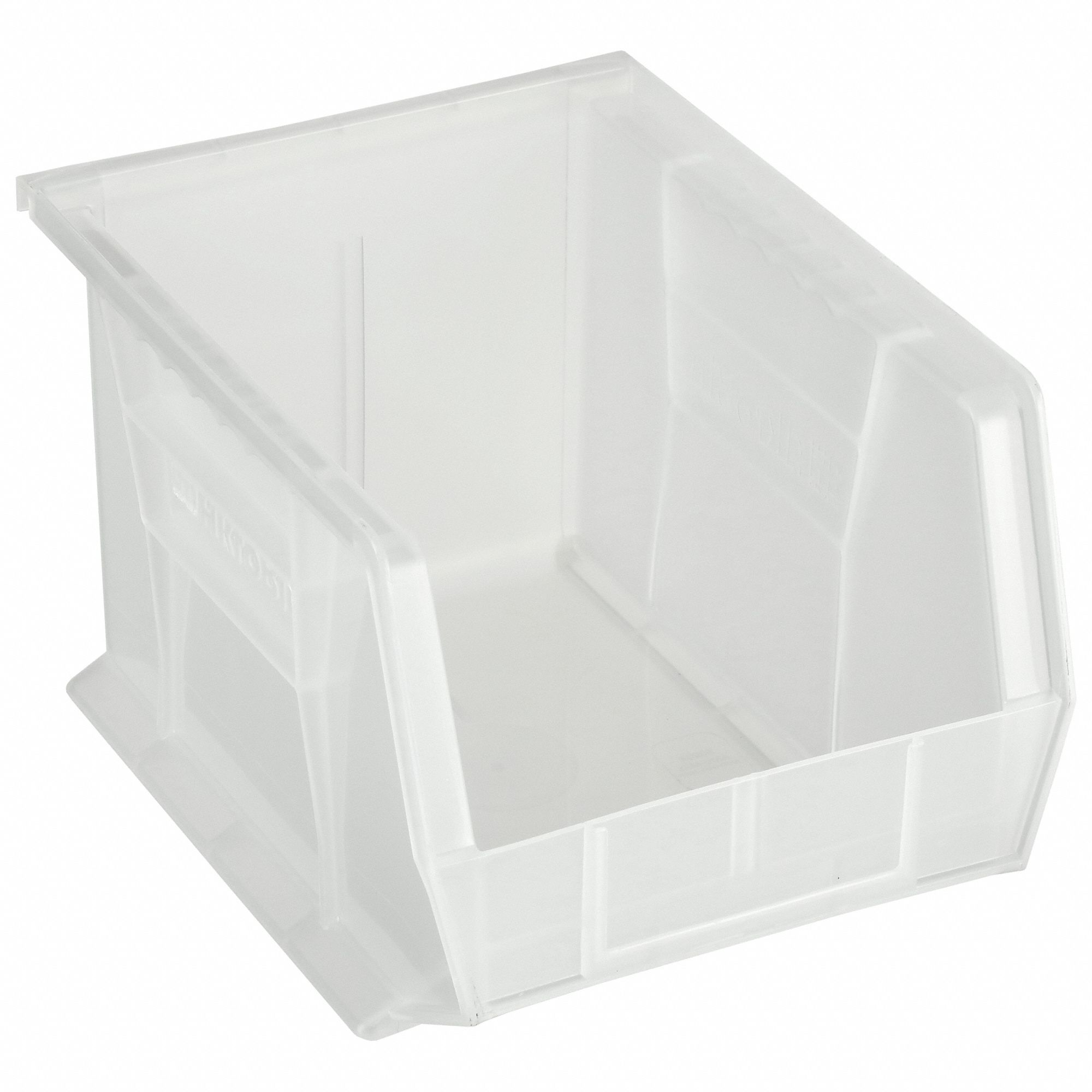 HANG AND STACK BIN, 8¼ IN X 10⅞ IN X 7 IN, CLEAR, LABEL HOLDERS, 50 LB LOAD CAPACITY