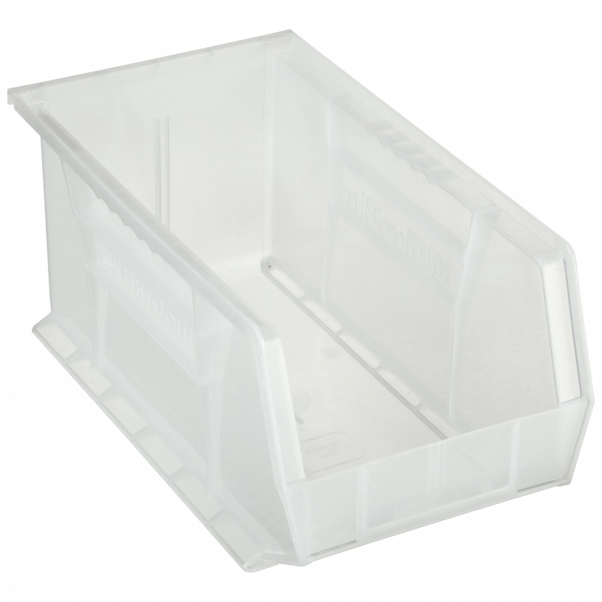 Hang and Stack Bin: 8 1/4 in x 14 3/4 in x 7 in, Clear, Label Holder Included, 30240SCLAR