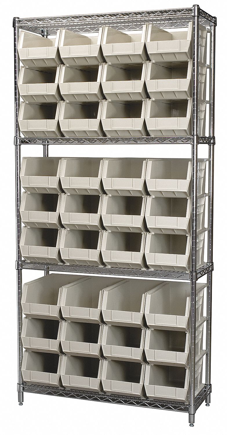 AKROMILS, 36 in x 14 in x 74 in, 1 Sided, Bin Shelving 4KEU4